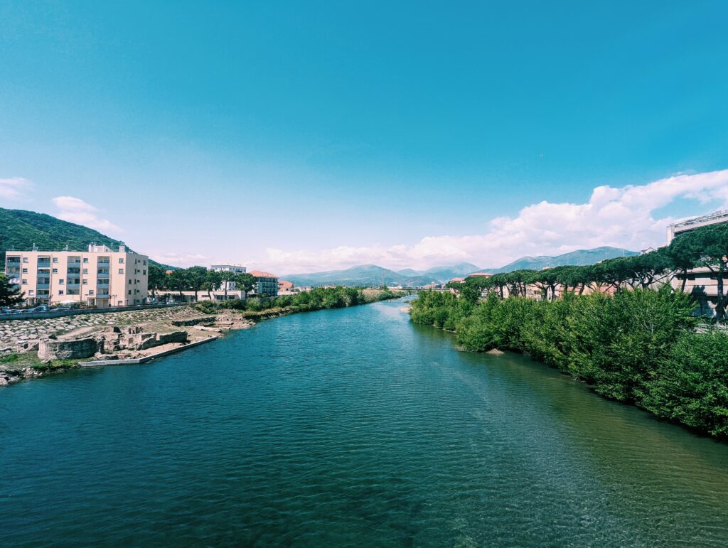 View of River Centa inlands from Via Piave in Albenga