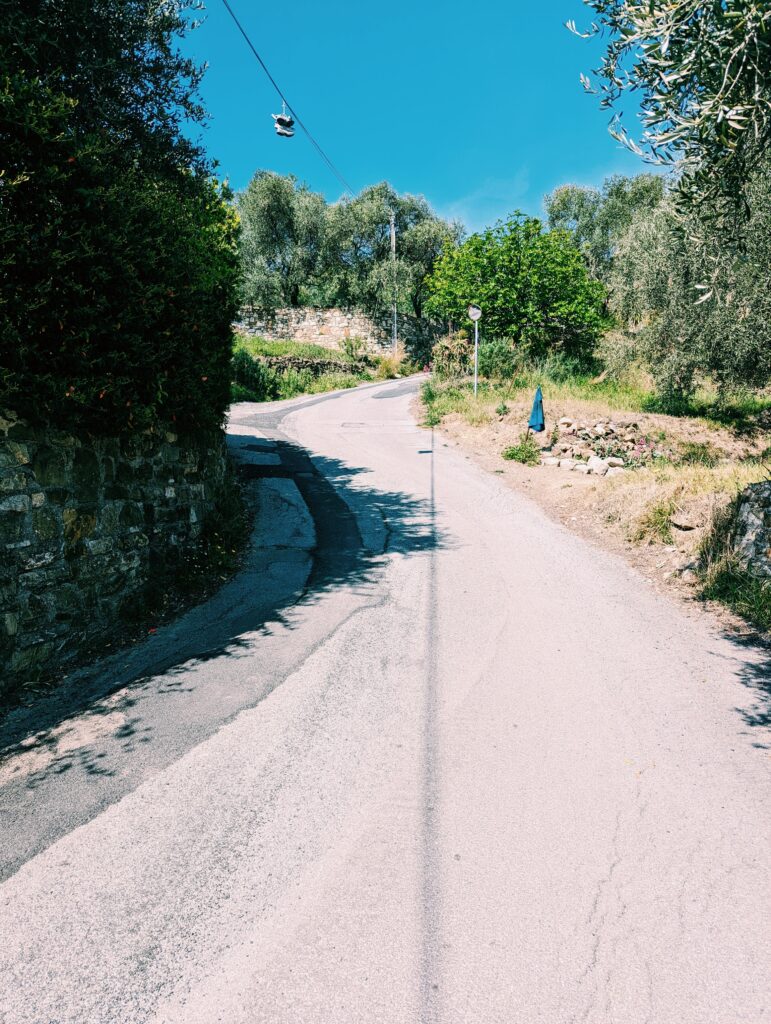 Steep winding road going up a mountain