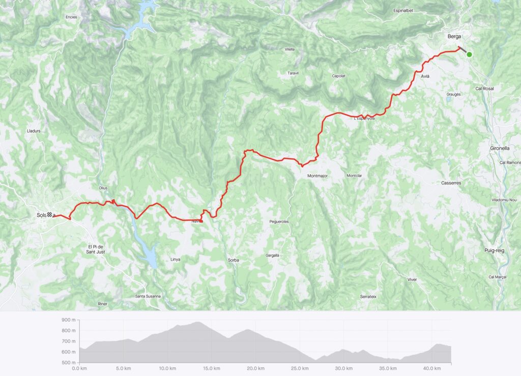 Map of my ride from Berga to Solsona