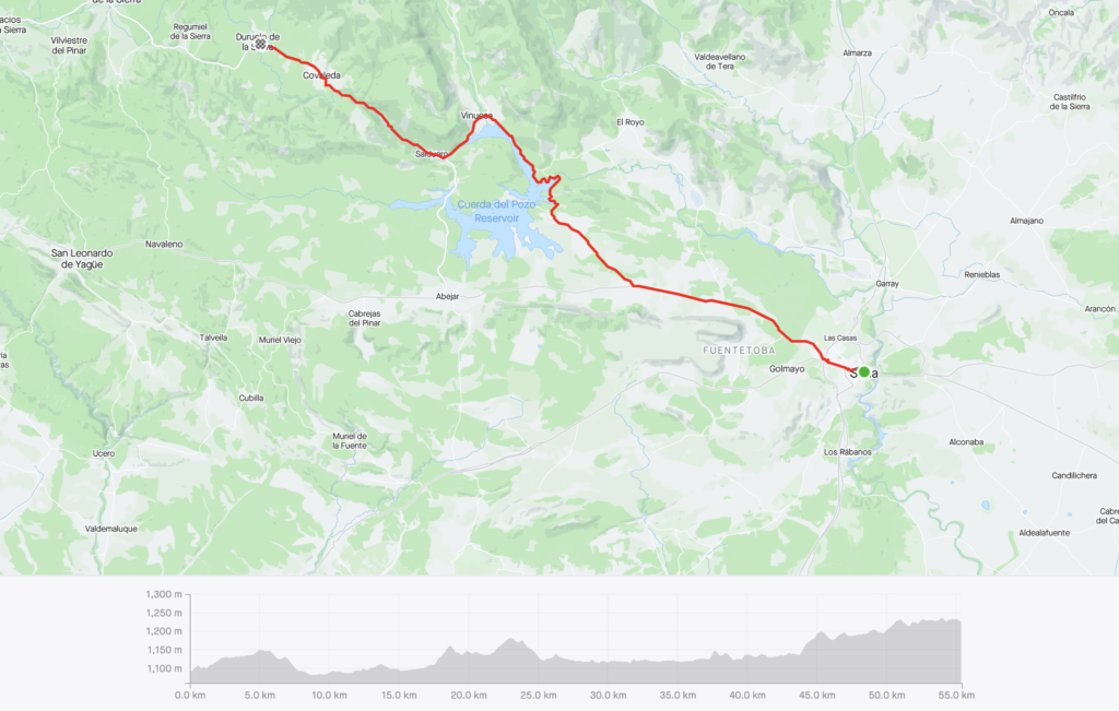Strava map of my ride from Soria to Duruelo de la Sierra