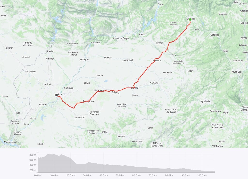 Map of my ride from Solsona to Lleida