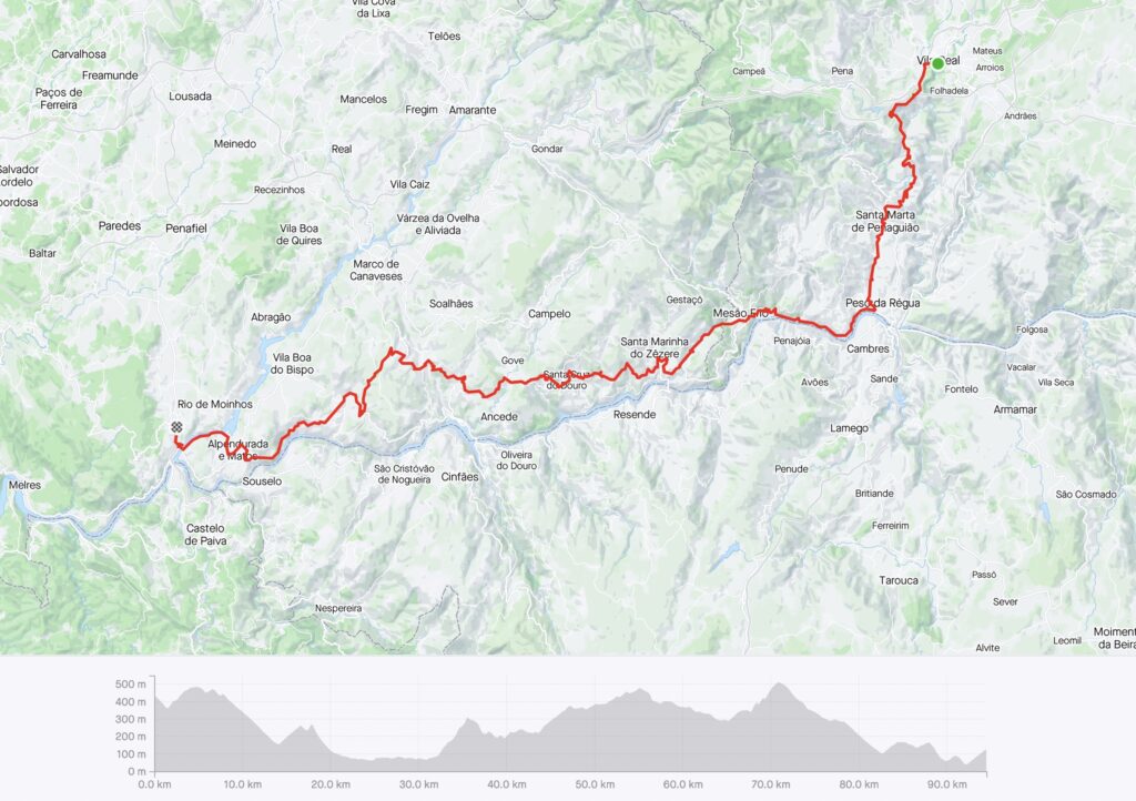 Strava map for my ride from Vila Real to Entre-os-Rios