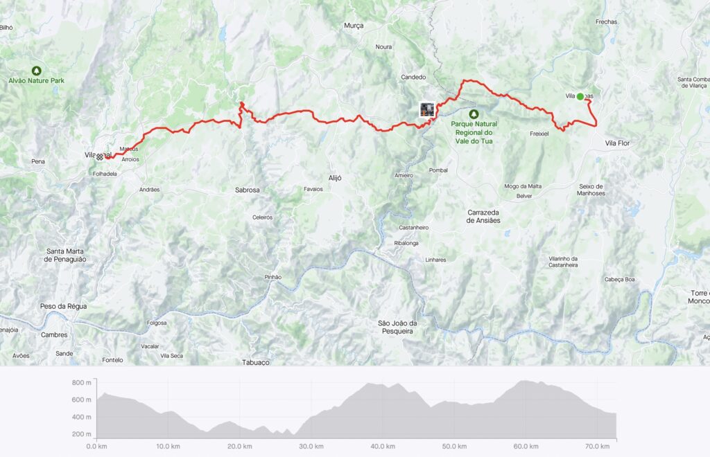 Strava map of my ride from Vilas Boas to Vila Real